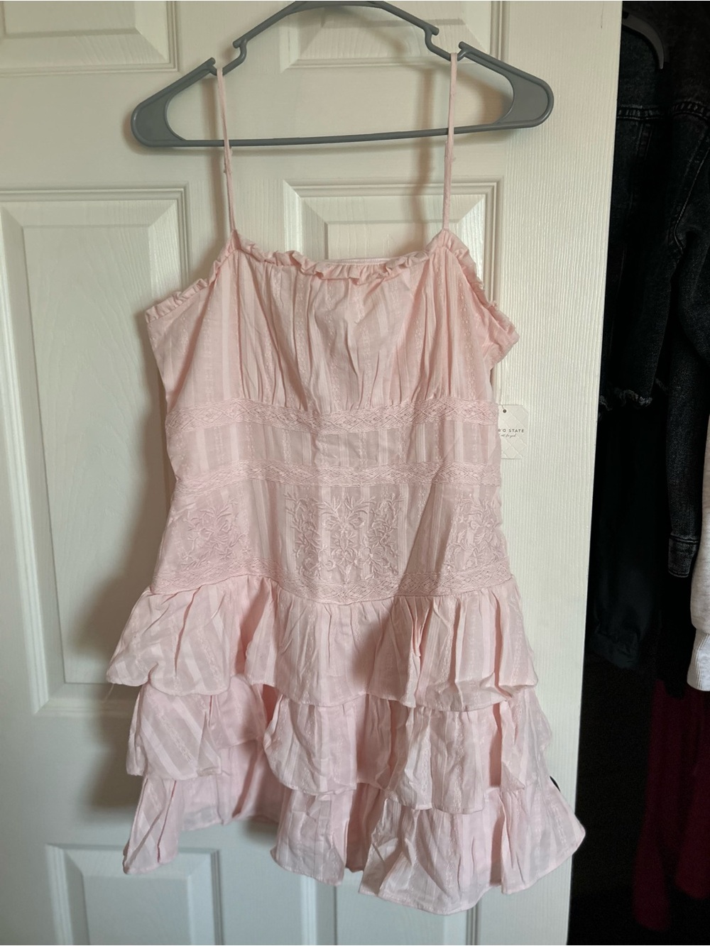 Light Pink Tiered Ruffle Spaghetti Strap Dress